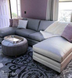glam living room with logo